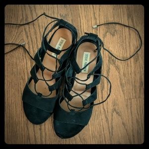 Lace up block heel sandals